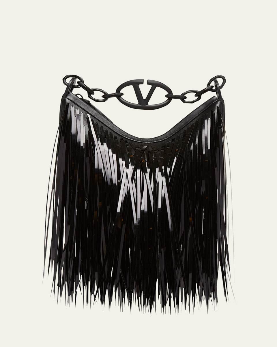 Mini Sequined Fringe Moon Hobo Bag